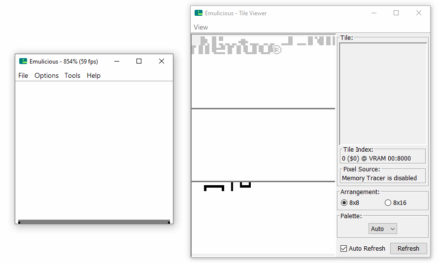 advanced dialogue dynamic vram tile viewer in emulicious