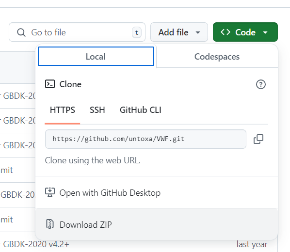 github download zip for toxa's vwf library