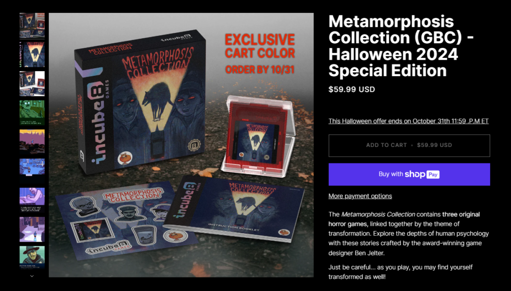 "Metamorphosis Collection (GBC) - Halloween 2024 Special Edition" on Incube8Games Front Page