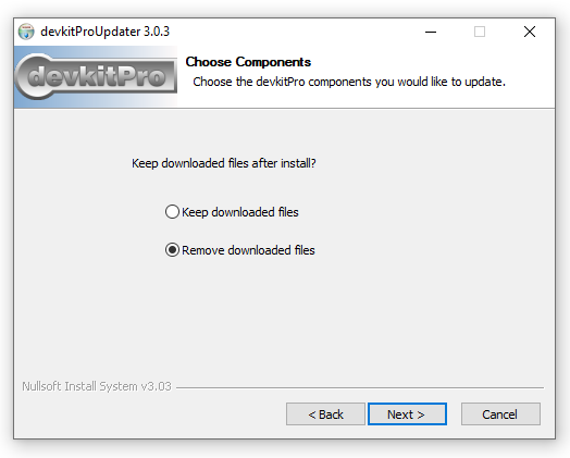 devkitpro updater choose components part 1